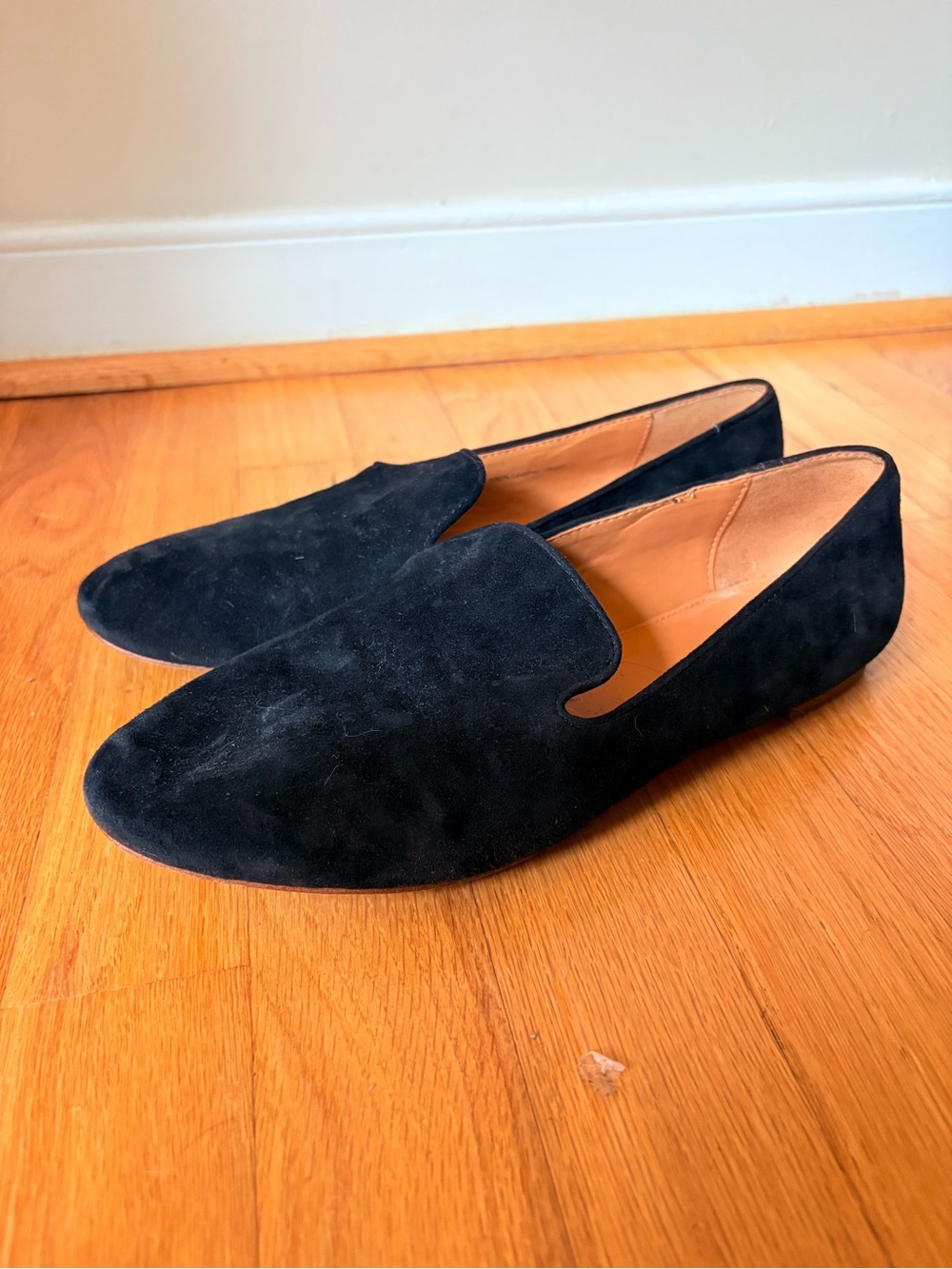 J Crew Black Suede Slip-On Loafers